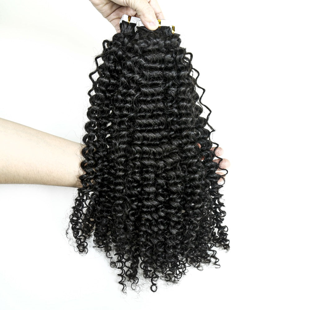 Curly Tape In 100% Virgin Human Hair Tape Ins Hair Extensions