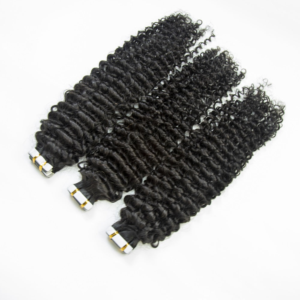 Curly Tape In 100% Virgin Human Hair Tape Ins Hair Extensions