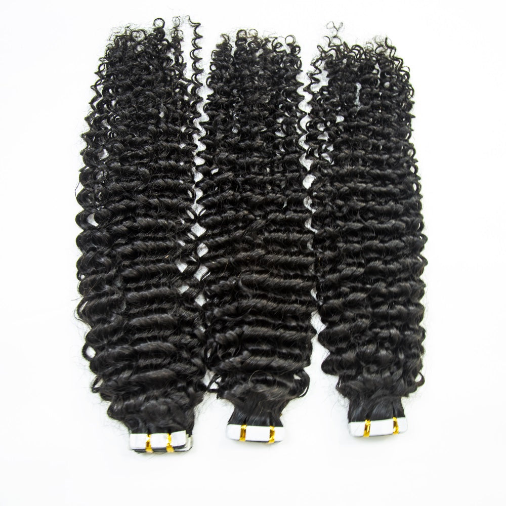 Curly Tape In 100% Virgin Human Hair Tape Ins Hair Extensions