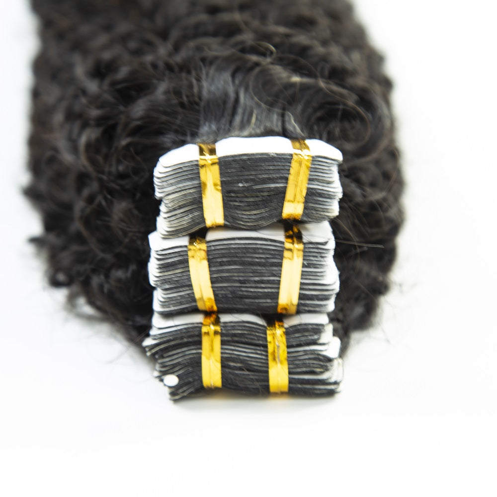 Curly Tape In 100% Virgin Human Hair Tape Ins Hair Extensions