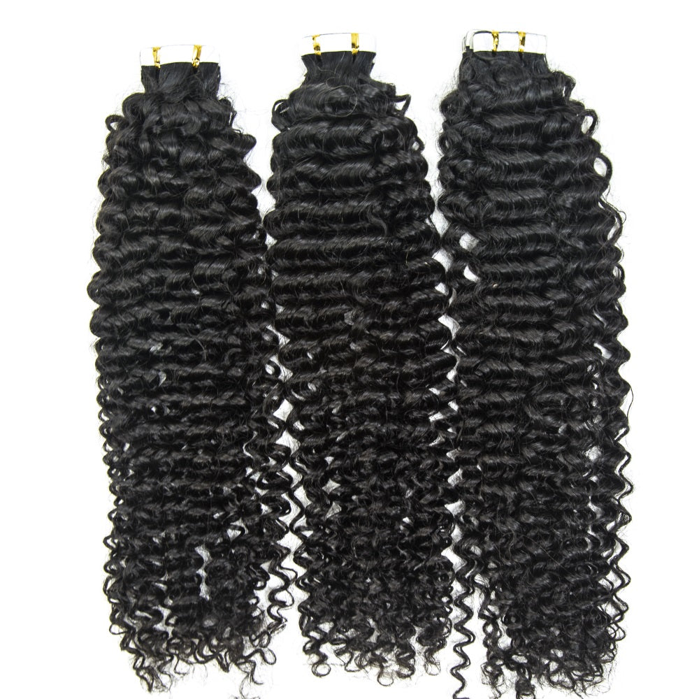 Curly Tape In 100% Virgin Human Hair Tape Ins Hair Extensions
