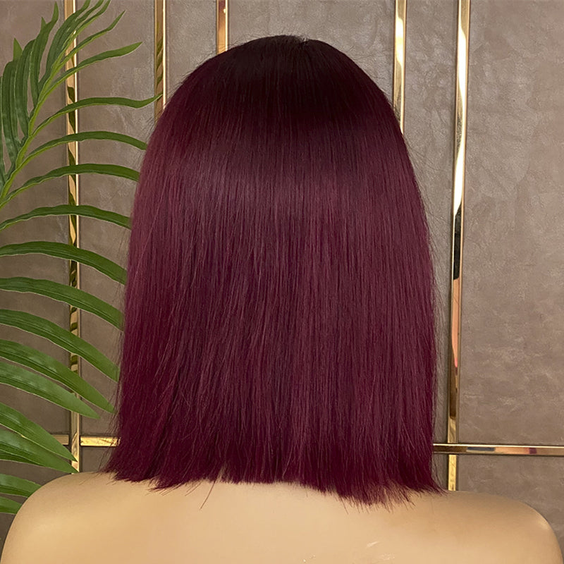 13x6 Lace Front Wig 99J Bob Wig Burgundy Bob Wig