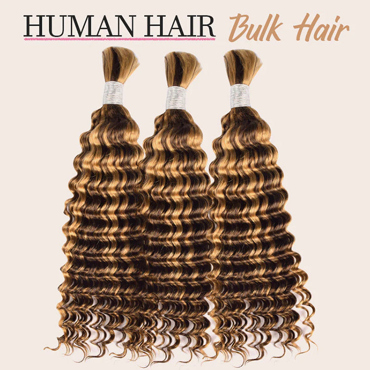 Color 4/27 Deep Wave Bulk Hair For boho styles braiding