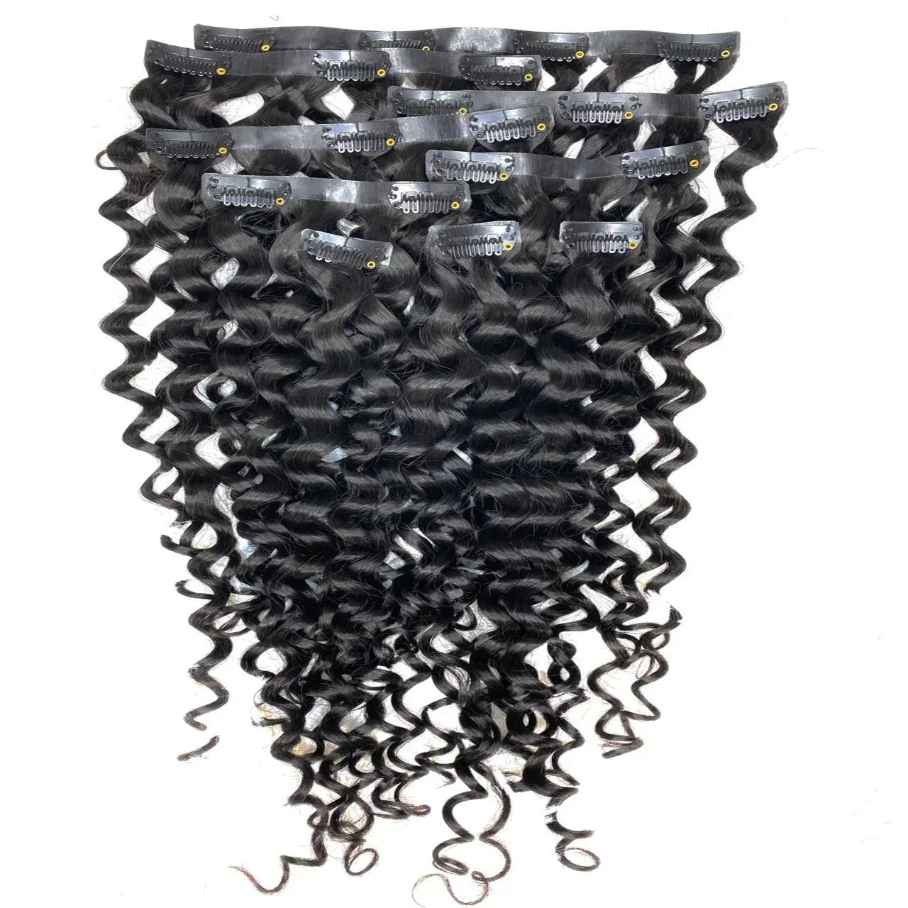 Seamless Clip in Hair Extensions 100g Silicone Weft Deep Wave For Women
