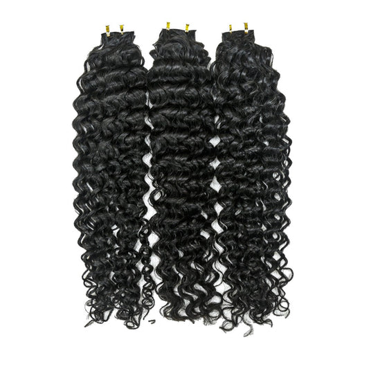 Invisible Tape In Virgin Jerry Curl Tape Ins Hair Extensions 100% Human Hair