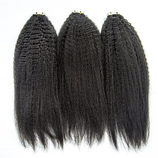 Cuticle Aligned Unprocessed Virgin hair Kinky Straight Tape Hair Extension Tape Ins