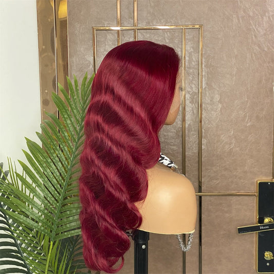 Burgundy Red Color Lace Wig Straight/Body/Deep/Water